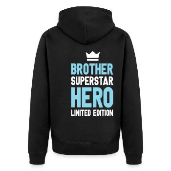 Brother Limited Edition Saying - Unisex Premium Organic Zip Hoodie - black - Back - Nico (187cm)