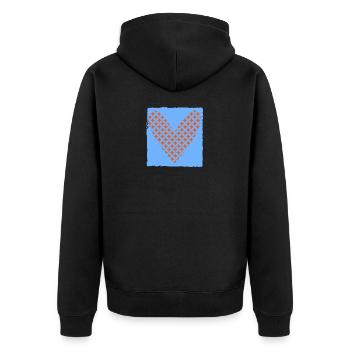 HERZ. HERZ. VALENTINSTAG. LIEBE. LIEBE. PAAR. - Unisex Premium Bio Zip Hoodie - Schwarz - Hinten - Nico (187cm)