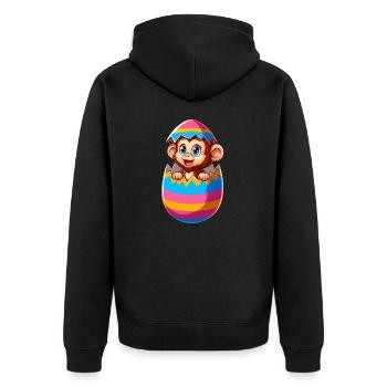 Easter Monkey Hatches Easter Egg Design - Unisex Premium Organic Zip Hoodie - black - Back - Nico (187cm)