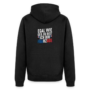 Franzose Französisch Frankreich - Unisex Premium Bio Zip Hoodie - Schwarz - Hinten - Nico (187cm)