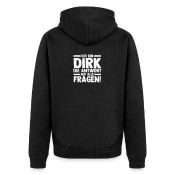 Prénom Dirk - Veste à capuche bio Premium Unisexe - noir - Dos - Nico (187cm)