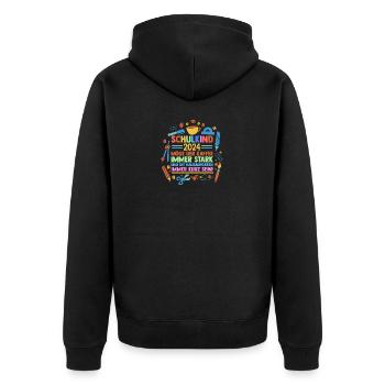 Parents School Child Primary School First Grade Enrollment - Unisex Premium Organic Zip Hoodie - black - Back - Nico (187cm)