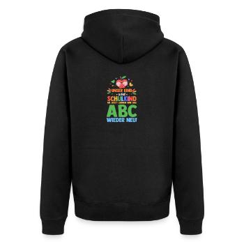 Eltern Schulkind Grundschule Erste Klasse Einschul - Unisex Premium Bio Zip Hoodie - Schwarz - Hinten - Nico (187cm)