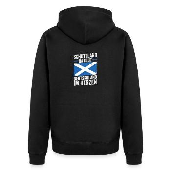 Schotten Schottisch Deutsch Schottland - Unisex Premium Bio Zip Hoodie - Schwarz - Hinten - Nico (187cm)