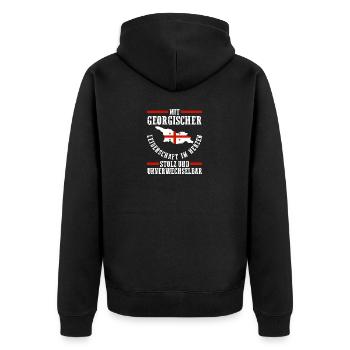 Georgier Georgien - Unisex Premium Bio Zip Hoodie - Schwarz - Hinten - Nico (187cm)