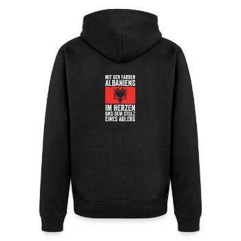 Albaner Albanisch Albanien - Unisex Premium Bio Zip Hoodie - Schwarz - Hinten - Nico (187cm)