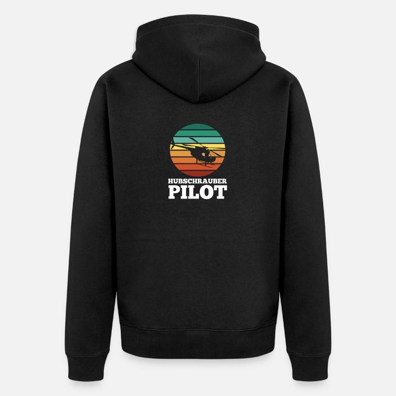 Pilot Helikopter Hubschrauber - Unisex Premium Bio Zip Hoodie - Schwarz