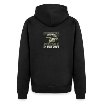 Pilot Hubschrauber Helikopter - Unisex Premium Bio Zip Hoodie - Schwarz - Hinten - Nico (187cm)
