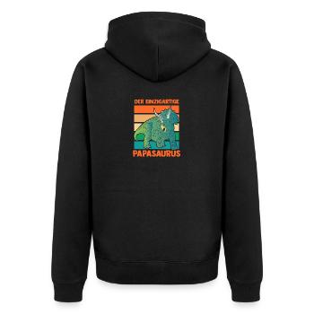 Papa Père Dino Dinosaure Papasaurus - Veste à capuche bio Premium Unisexe - noir - Dos - Nico (187cm)