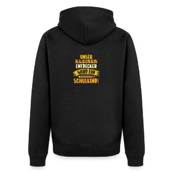 Eltern Schulkind Grundschule Erste Klasse Einschul - Unisex Premium Bio Zip Hoodie - Schwarz - Hinten - Nico (187cm)