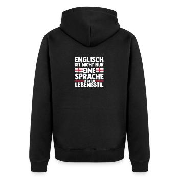 Großbritannien Engländer England - Unisex Premium Bio Zip Hoodie - Schwarz - Hinten - Nico (187cm)