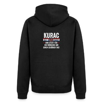 Kroate Kroatisch Kroatien - Unisex Premium Bio Zip Hoodie - Schwarz - Hinten - Nico (187cm)