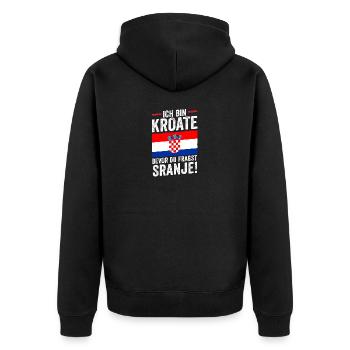 Kroate Kroatisch Kroatien - Unisex Premium Bio Zip Hoodie - Schwarz - Hinten - Nico (187cm)