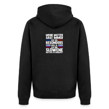 Slowenen Slowenien - Unisex Premium Bio Zip Hoodie - Schwarz - Hinten - Nico (187cm)