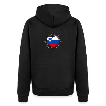 Slowenen Herz Slowenien - Unisex Premium Bio Zip Hoodie - Schwarz - Hinten - Nico (187cm)