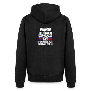 Slovènes Slovénie - Veste à capuche bio Premium Unisexe - noir - Dos - Nico (187cm)