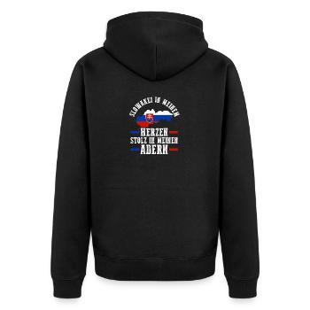 Slowaken Slowakei - Unisex Premium Bio Zip Hoodie - Schwarz - Hinten - Nico (187cm)