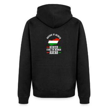 Ungar Ungarisch Ungarn - Unisex Premium Bio Zip Hoodie - Schwarz - Hinten - Nico (187cm)
