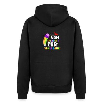 Cadeau de rentrée scolaire pour l’école primaire de première année - Veste à capuche bio Premium Unisexe - noir - Dos - Nico (187cm)