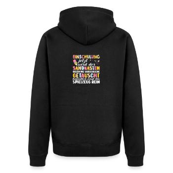 Cadeau de rentrée scolaire pour l’école primaire de première année - Veste à capuche bio Premium Unisexe - noir - Dos - Nico (187cm)