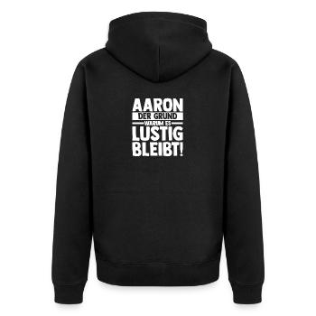 Prénom Aaron - Veste à capuche bio Premium Unisexe - noir - Dos - Nico (187cm)
