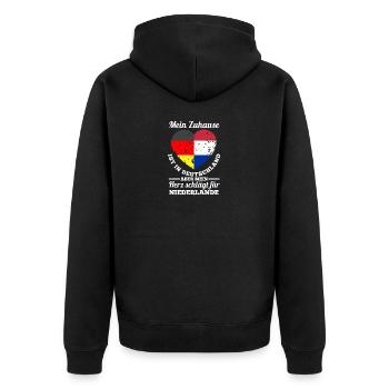 Holland Niederländer Deutschland Niederlande - Unisex Premium Bio Zip Hoodie - Schwarz - Hinten - Nico (187cm)