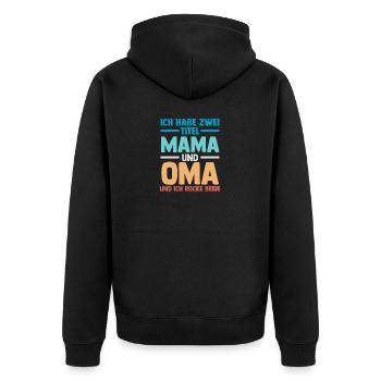 J’ai deux titres : Maman et Mamie - Veste à capuche bio Premium Unisexe - noir - Dos - Nico (187cm)