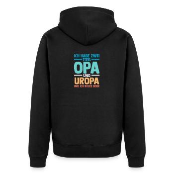 J’ai deux titres : Papy et Arrière-Grand-Pa - Veste à capuche bio Premium Unisexe - noir - Dos - Nico (187cm)