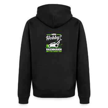 Gärtner Rasenmäher Bauer Garten - Unisex Premium Bio Zip Hoodie - Schwarz - Hinten - Nico (187cm)