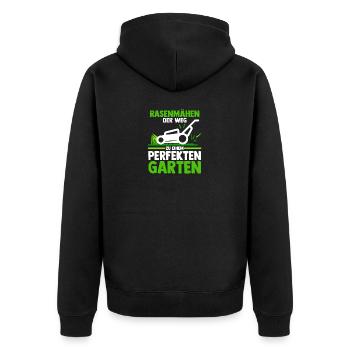 Gärtner Rasenmäher Bauer Garten - Unisex Premium Bio Zip Hoodie - Schwarz - Hinten - Nico (187cm)