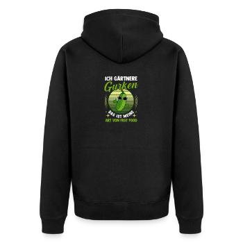 Jardinier Concombre Jardin fermier - Veste à capuche bio Premium Unisexe - noir - Dos - Nico (187cm)