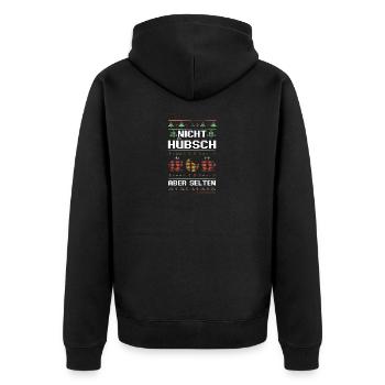 Weihnachtsmann Weihnachtsfest Ugly Christmas - Unisex Premium Bio Zip Hoodie - Schwarz - Hinten - Nico (187cm)