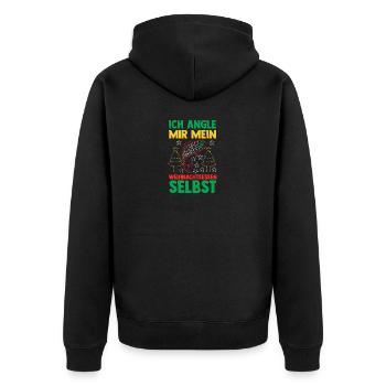 Weihnachtsmann Angeln Weihnachtsfest Weihnachten - Unisex Premium Bio Zip Hoodie - Schwarz - Hinten - Nico (187cm)