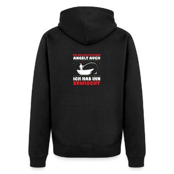 Weihnachtsmann Angeln Weihnachtsfest Weihnachten - Unisex Premium Bio Zip Hoodie - Schwarz - Hinten - Nico (187cm)