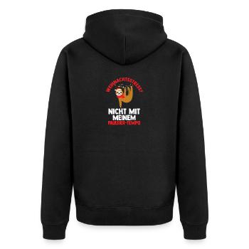 Weihnachtsmann Weihnachtsfest Faultier - Unisex Premium Bio Zip Hoodie - Schwarz - Hinten - Nico (187cm)