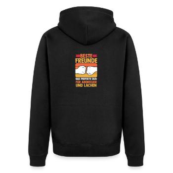 Beste Freunde - Unisex Premium Bio Zip Hoodie - Schwarz - Hinten - Nico (187cm)