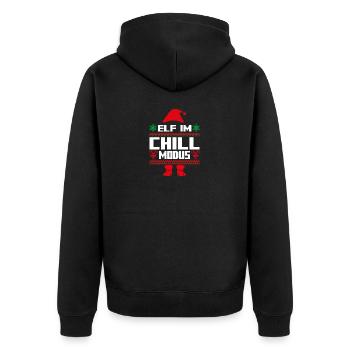 Weihnachtself Weihnachten Weihnachtsmann Chill Elf - Unisex Premium Bio Zip Hoodie - Schwarz - Hinten - Nico (187cm)