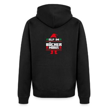 Christmas Elf Christmas Reading Books Elf - Unisex Premium Organic Zip Hoodie - black - Back - Nico (187cm)