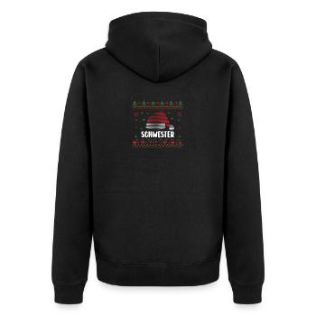 Weihnachten Weihnachtsmann Schwester - Unisex Premium Bio Zip Hoodie - Schwarz - Hinten - Nico (187cm)