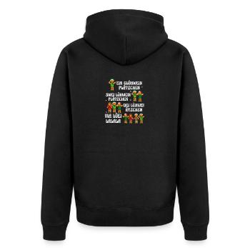 Glühwein Weihnachtsmann Gnome Weihnachts - Unisex Premium Bio Zip Hoodie - Schwarz - Hinten - Nico (187cm)