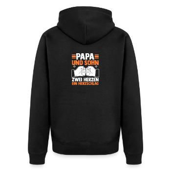 Papa Und Sohn - Unisex Premium Bio Zip Hoodie - Schwarz - Hinten - Nico (187cm)