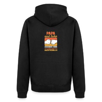 Papa Und Sohn - Unisex Premium Bio Zip Hoodie - Schwarz - Hinten - Nico (187cm)