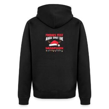 Weihnachtsmann Weihnachten Schule Lehrer - Unisex Premium Bio Zip Hoodie - Schwarz - Hinten - Nico (187cm)