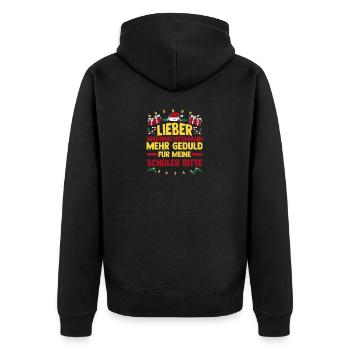 Weihnachtsmann Weihnachten Schule Lehrer - Unisex Premium Bio Zip Hoodie - Schwarz - Hinten - Nico (187cm)