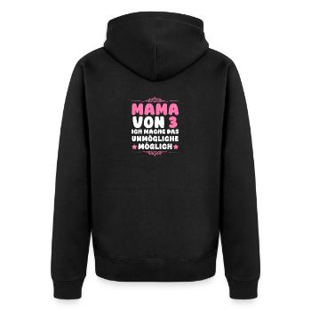 Mom of 3 children - Unisex Premium Organic Zip Hoodie - black - Back - Nico (187cm)