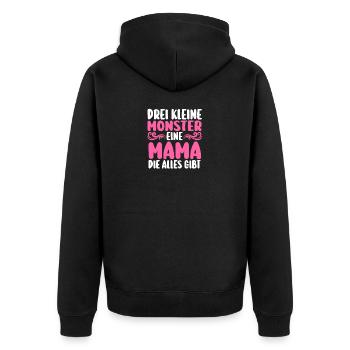 Mama Von 3 Kindern - Unisex Premium Bio Zip Hoodie - Schwarz - Hinten - Nico (187cm)