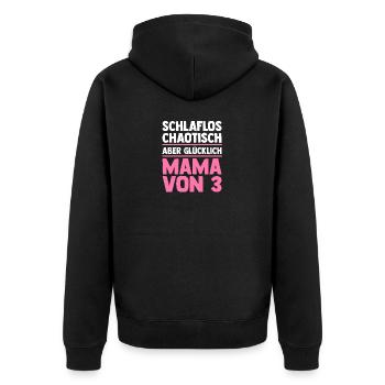 Mom of 3 children - Unisex Premium Organic Zip Hoodie - black - Back - Nico (187cm)