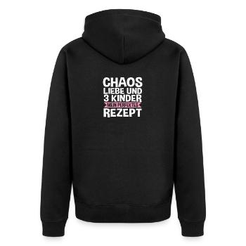 Mama Von 3 Kindern - Unisex Premium Bio Zip Hoodie - Schwarz - Hinten - Nico (187cm)