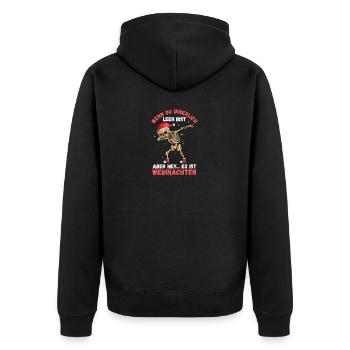 Weihnachtsmann Weihnachten - Unisex Premium Bio Zip Hoodie - Schwarz - Hinten - Nico (187cm)