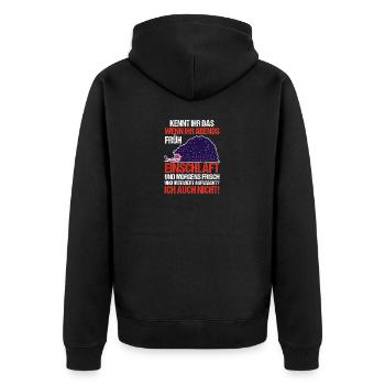Faulenzer Langschläfer Motivation Igel - Unisex Premium Bio Zip Hoodie - Schwarz - Hinten - Nico (187cm)
